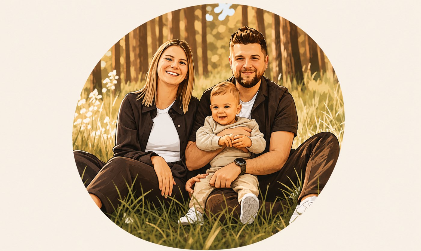 Die junge Winzerfamilie im Weingarten